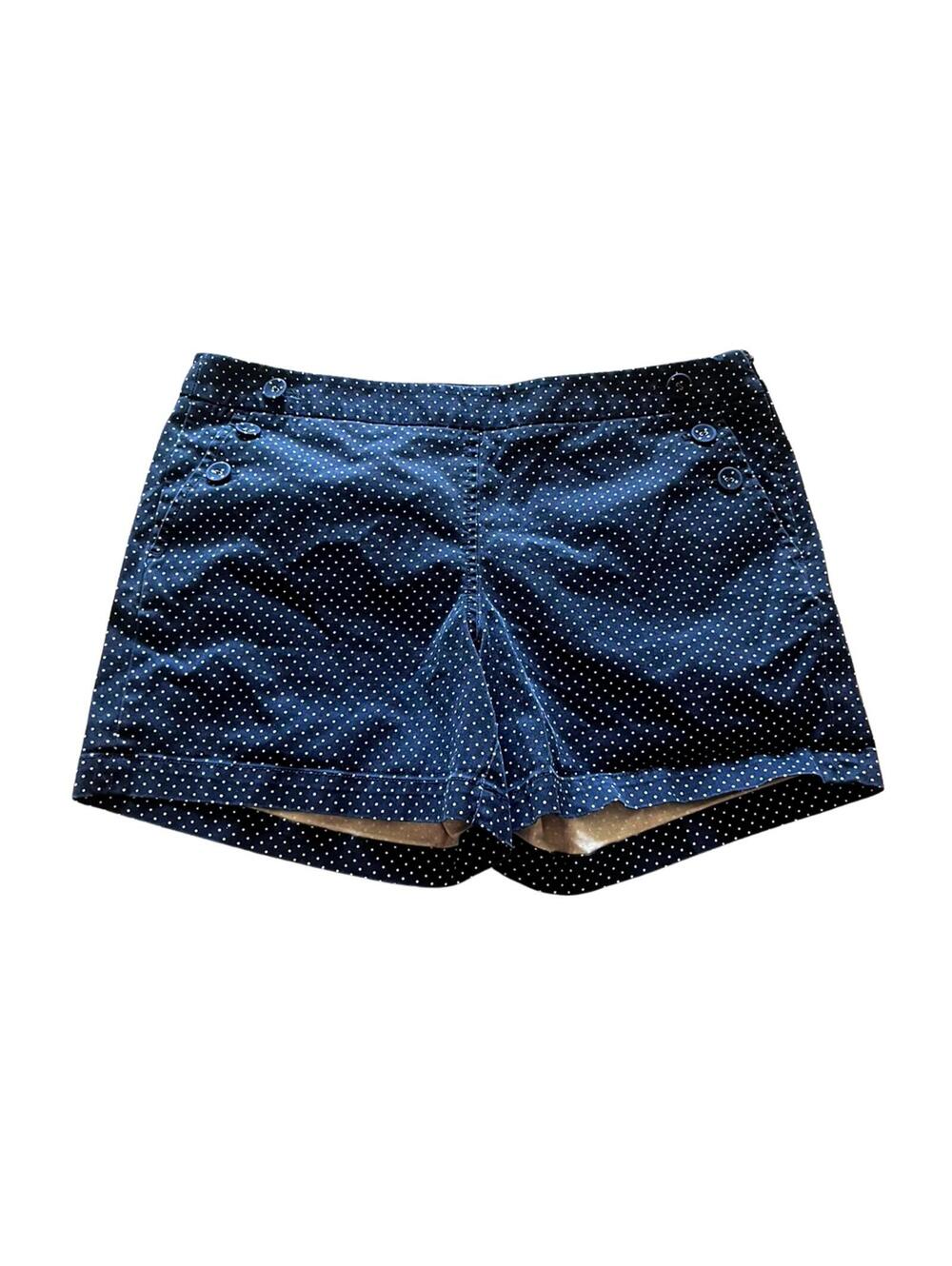 J.Crew City Fit Polka Dot Shorts Women's Size 10 Navy Blue Stretch Cotton
